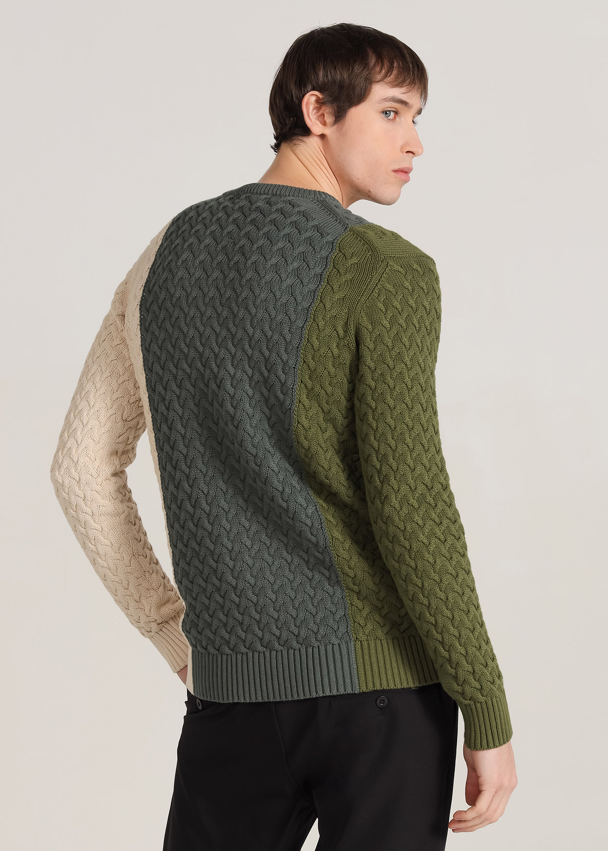 Camisola de malha com gola redonda Bege