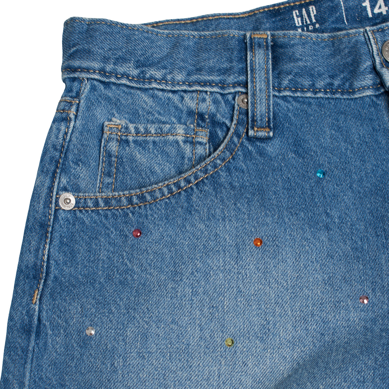 Calções de Ganga Brilhantes Menina Azul