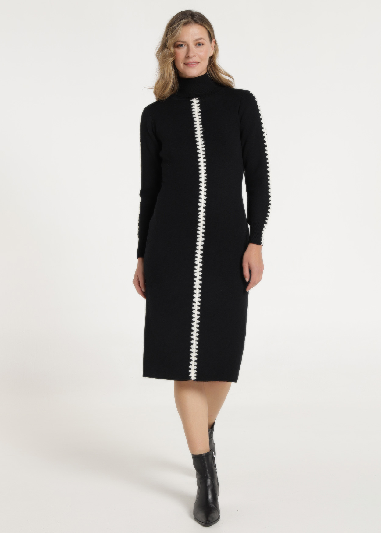 Vestido Midi de Malha Senhora Preto