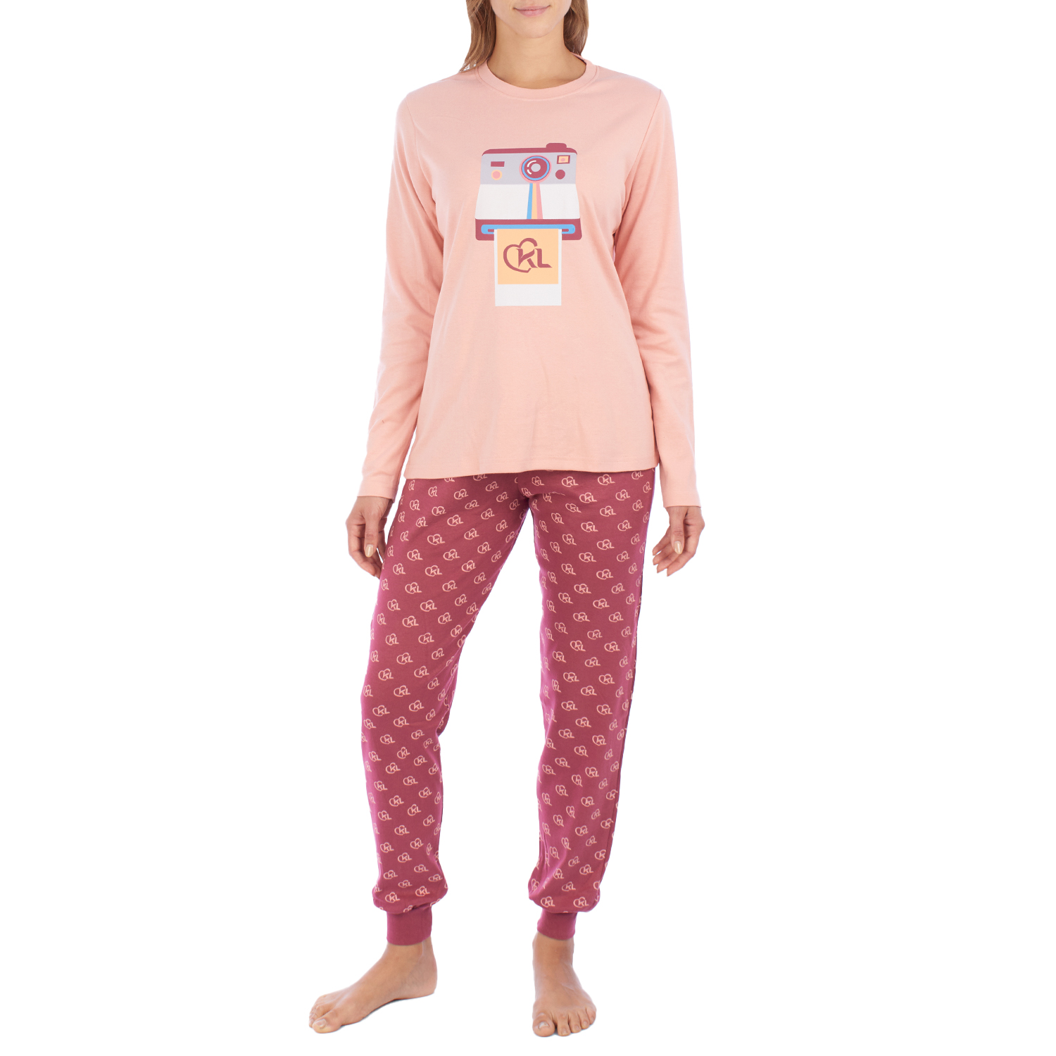 Pijama de Manga Comprida Rosa 