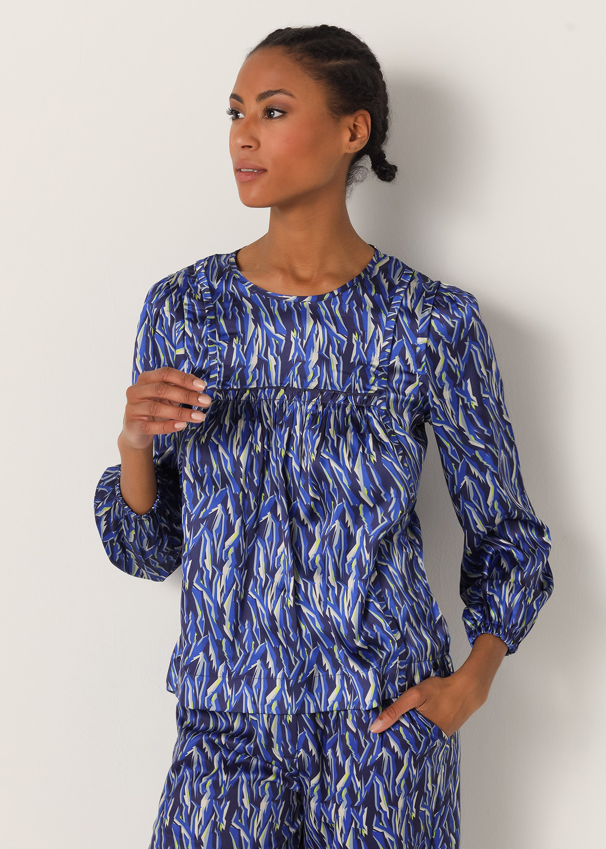 Blusa de cetim Senhora Multicolorido