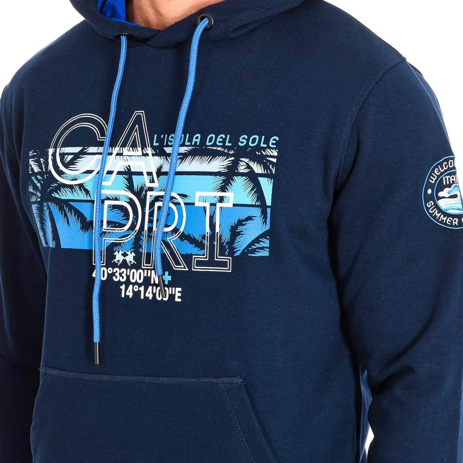 Sweatshirt com Capuz Homem Azul Marinho