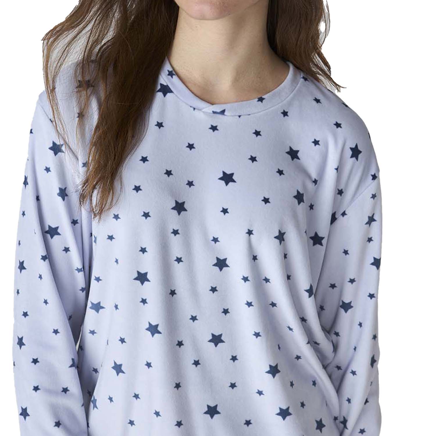 Pijama de Veludo Senhora Manga Comprida Azul