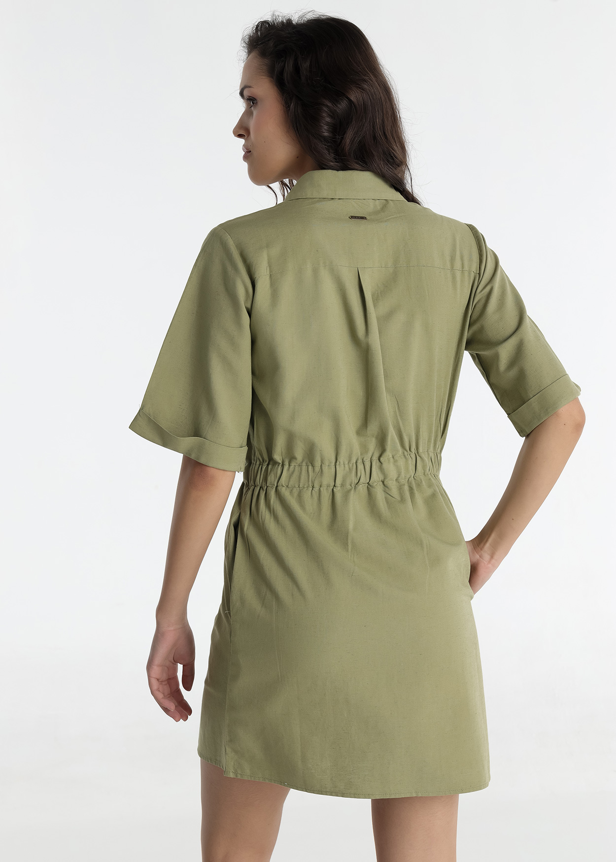 Vestido Curto de cintura ajustável Senhora Verde