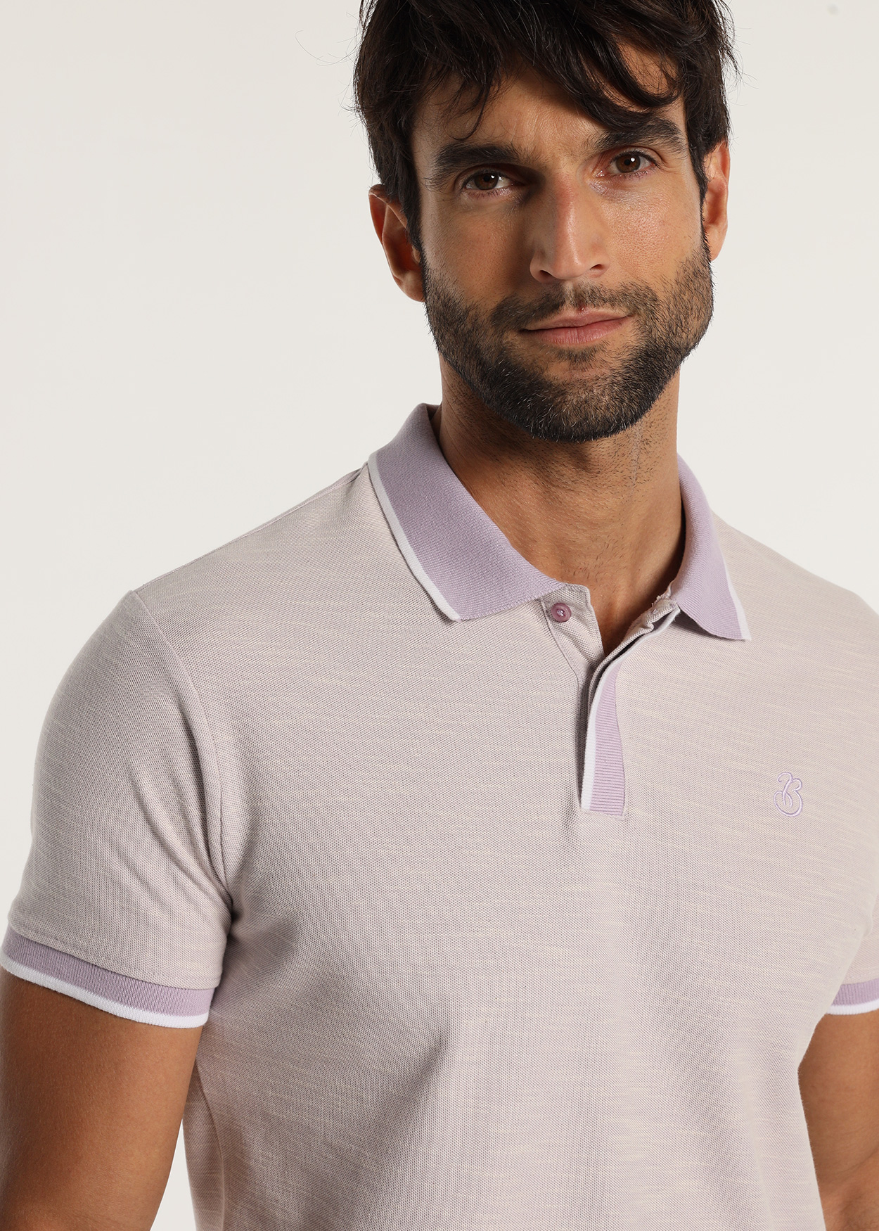 Pólo de piqué de manga curta Roxo