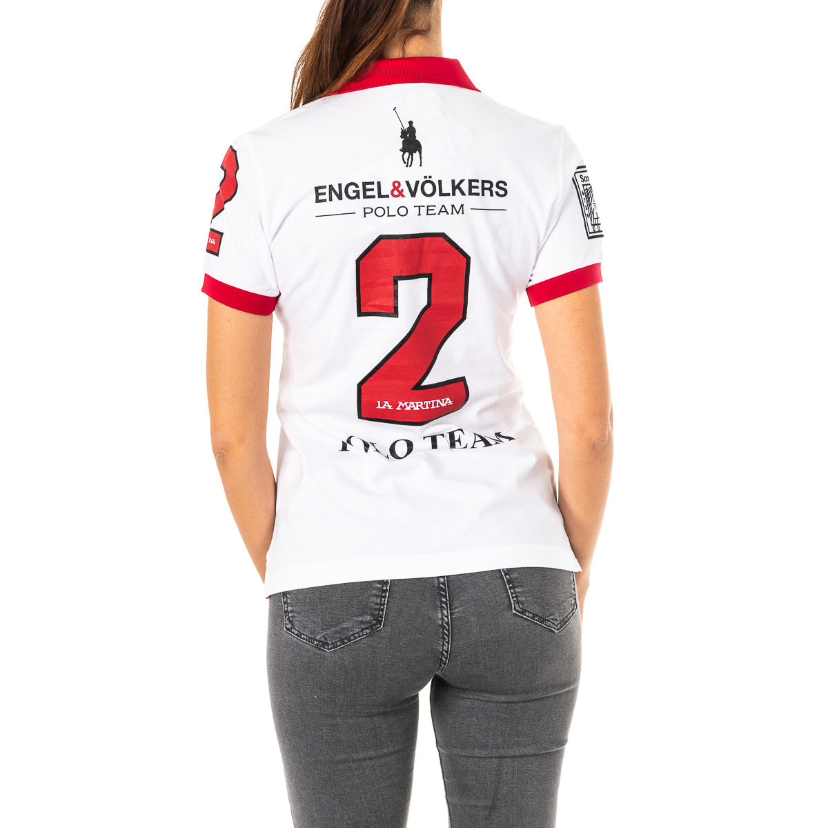 Pólo Senhora Branco e Vermelho