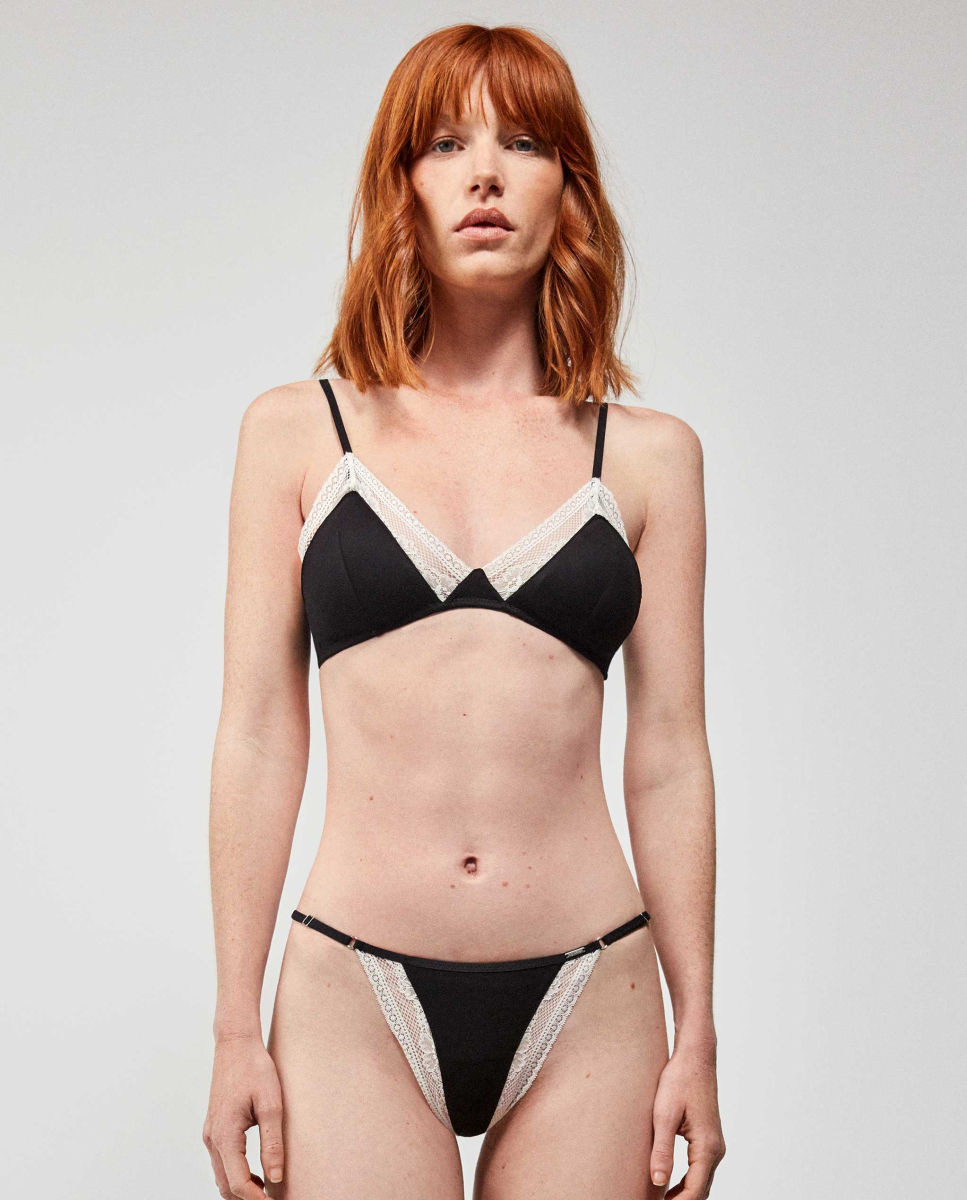 Soutien Triangular com renda Preto