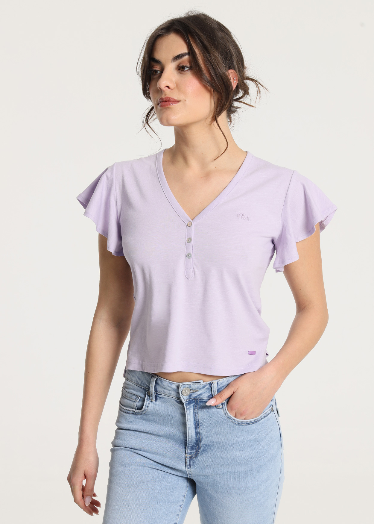 Camisola com mangas bufantes Senhora Lilás
