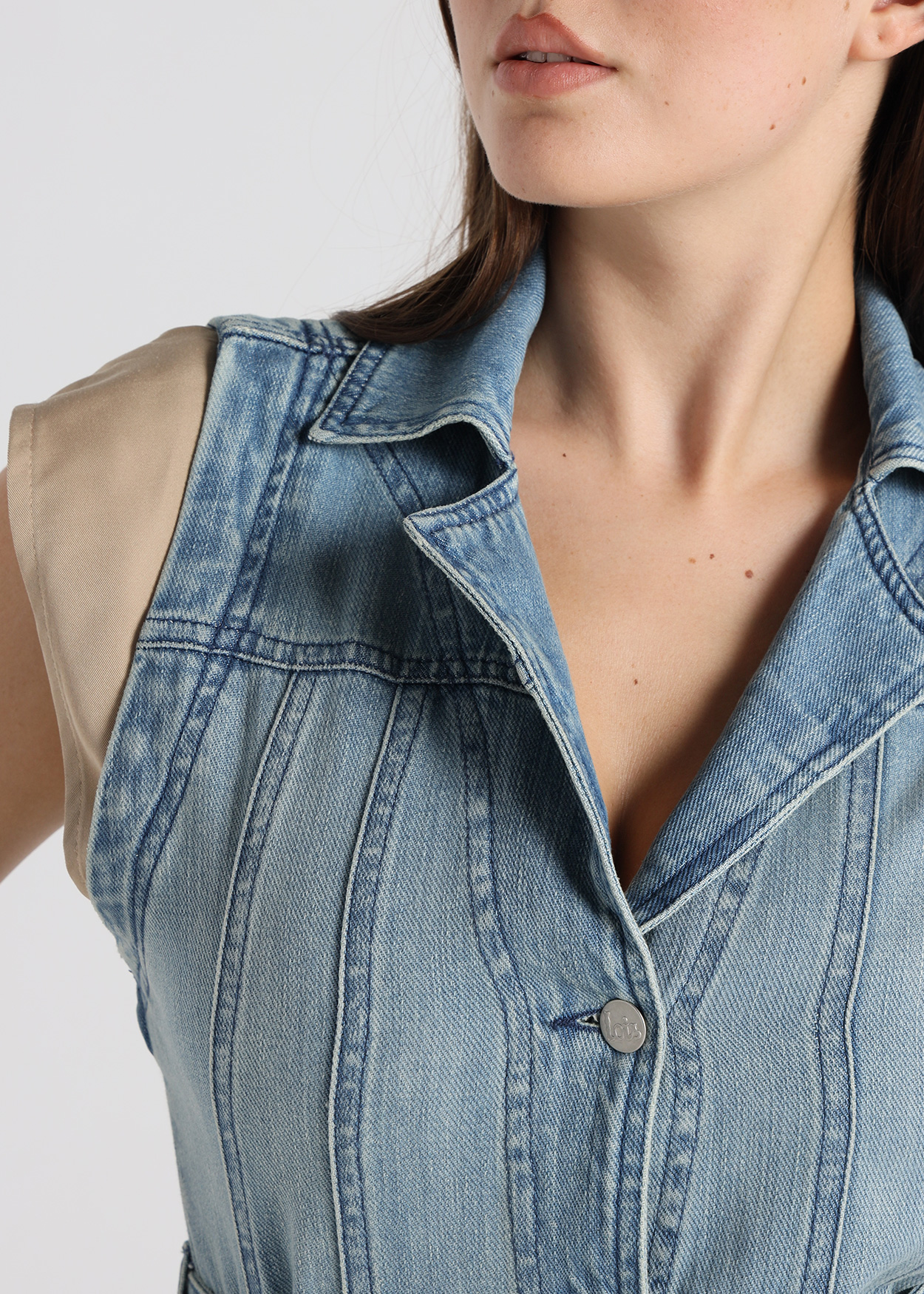 Vestido Curto de ganga Senhora Azul