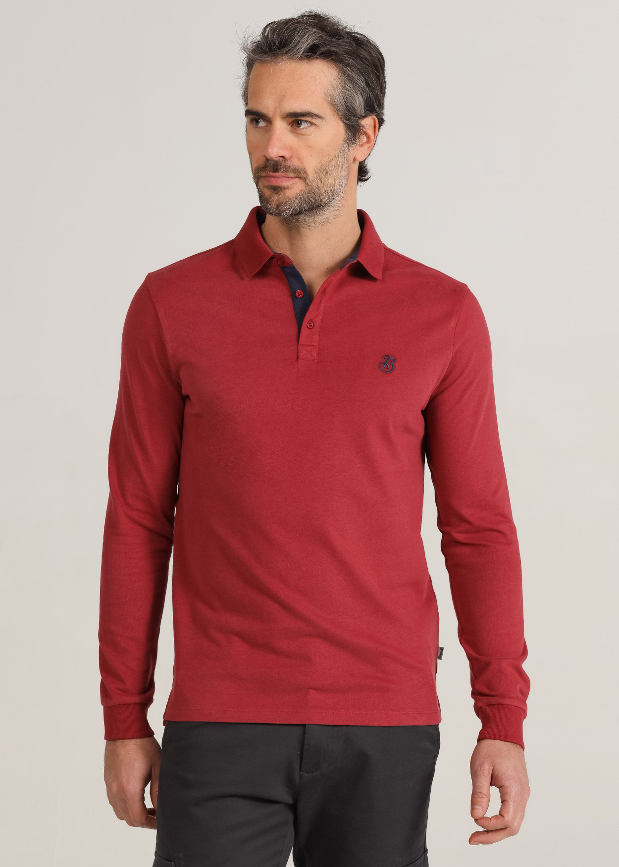 Pólo Básico de manga comprida Vermelho