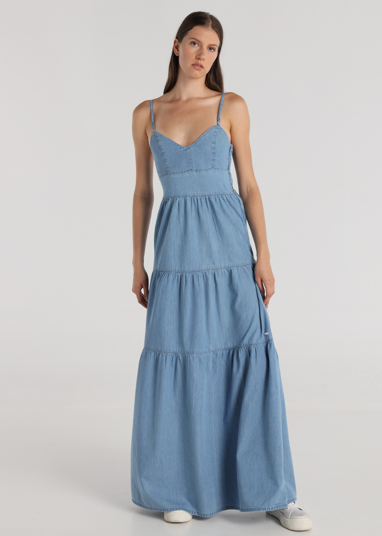 Vestido Comprido de ganga Senhora Azul