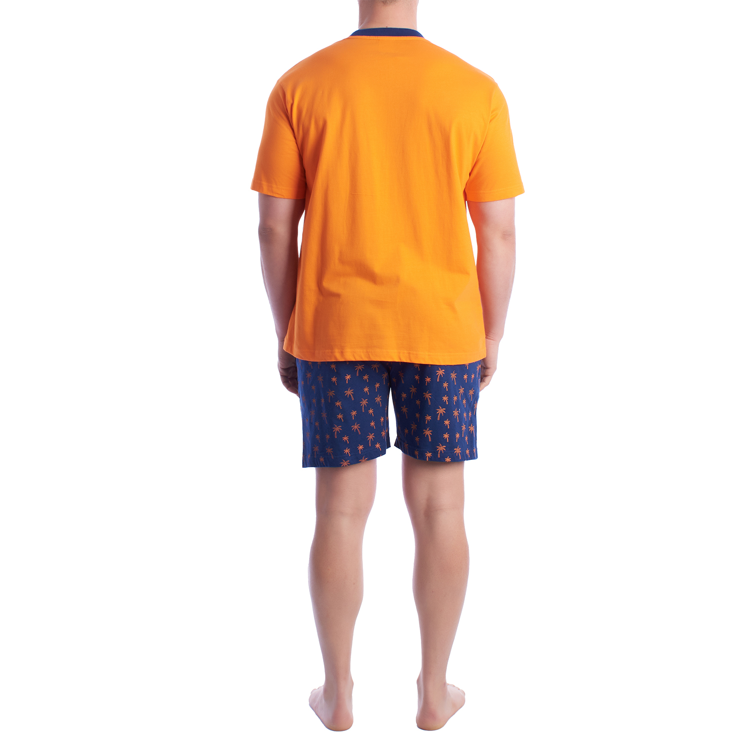 Pijama de Manga Curta Azul-Laranja