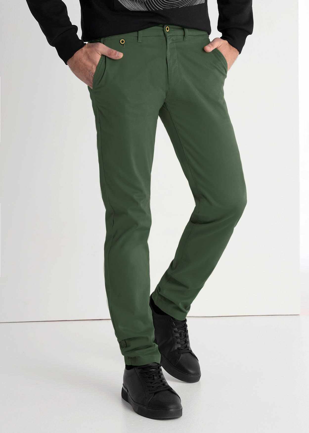 Calças Chino Slim Homem Verde