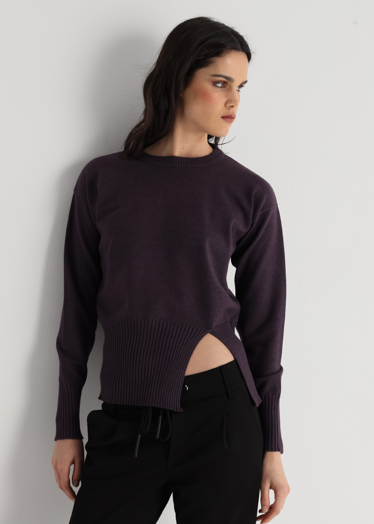 Camisola de gola redonda Senhora Lilás