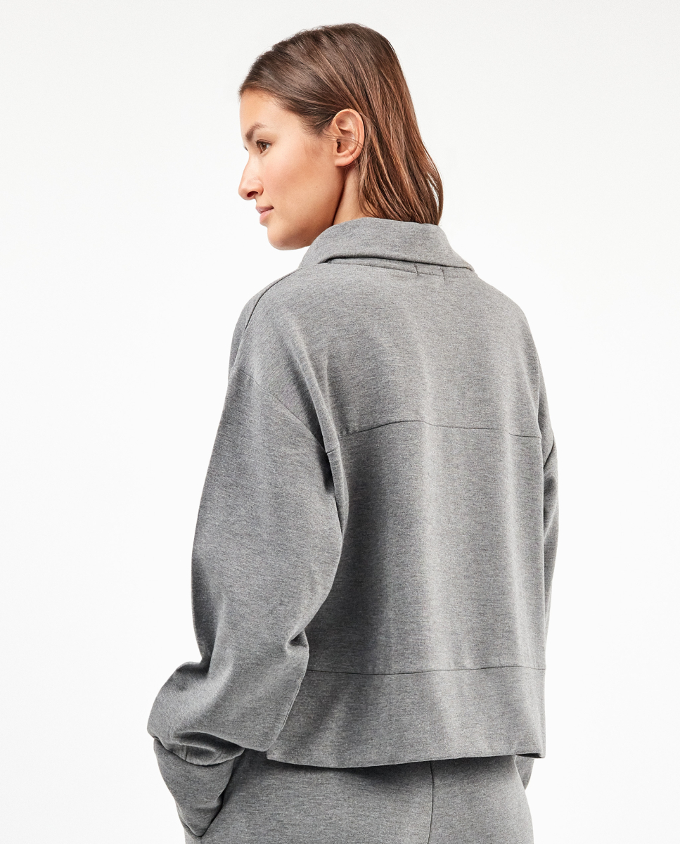 Sweatshirt zíper duplo Cinzento