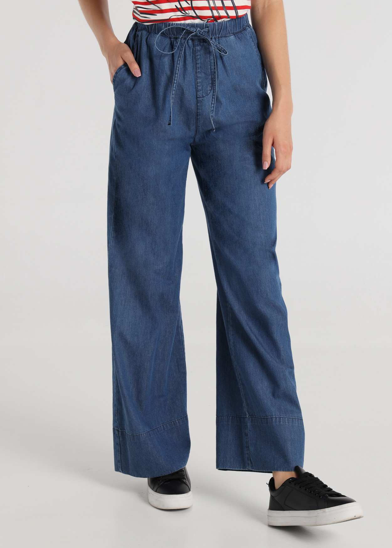 Calças de ganga largas Senhora Azul