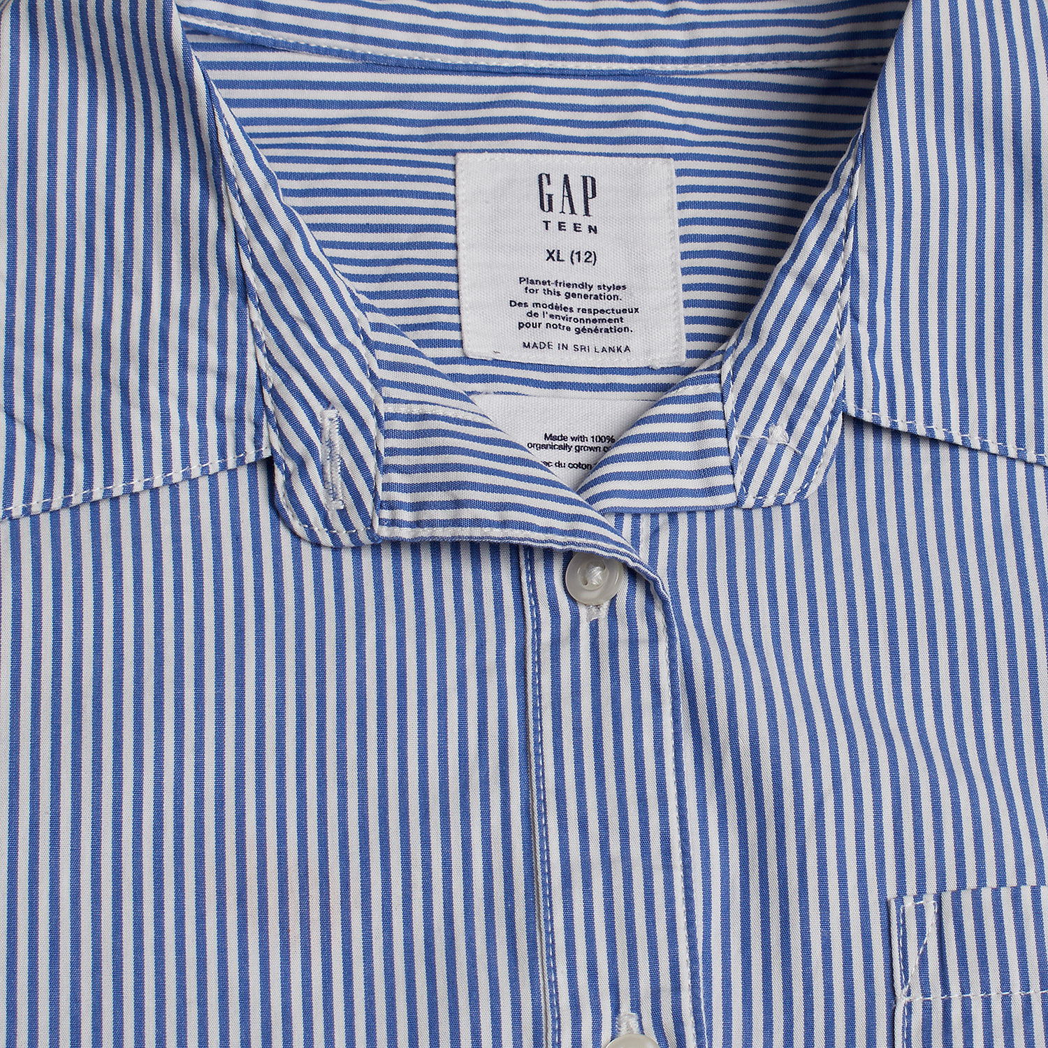 Camisa Riscas Oxford Menina Azul