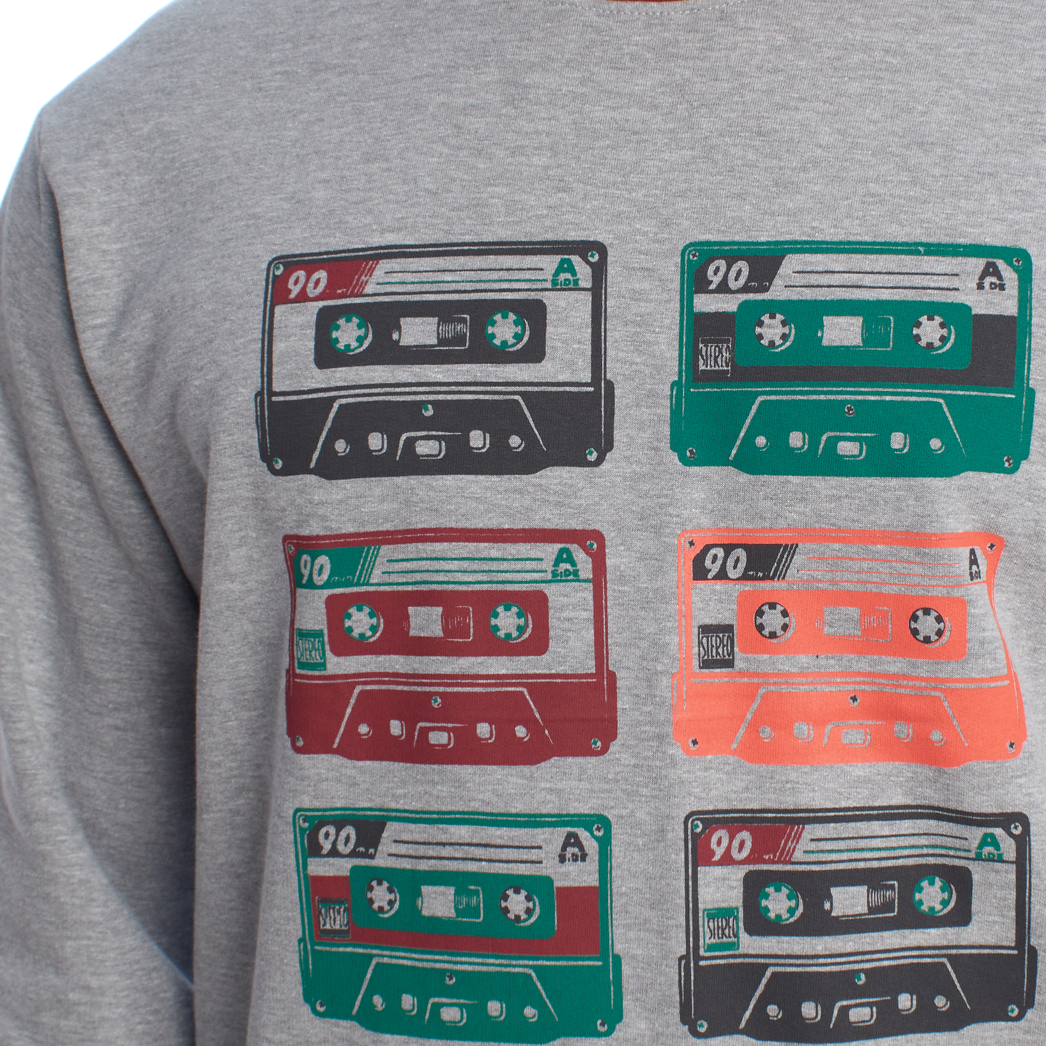 Pijama de Manga Comprida Cinza-Vermelho