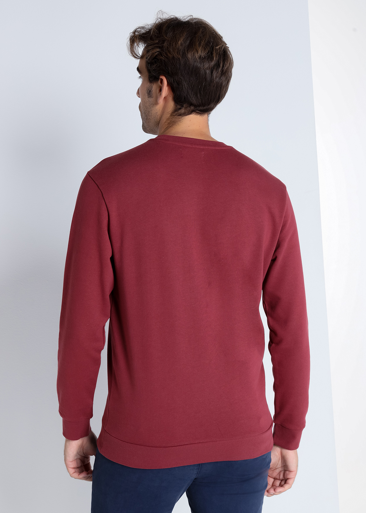 Sweatshirt básico de gola redonda Vermelho