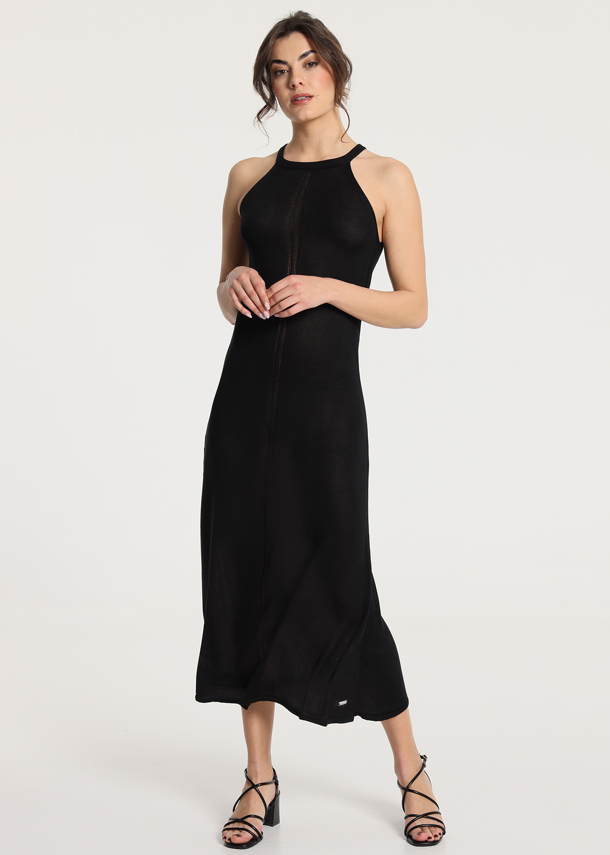 Vestido Comprido de tricô Senhora Preto