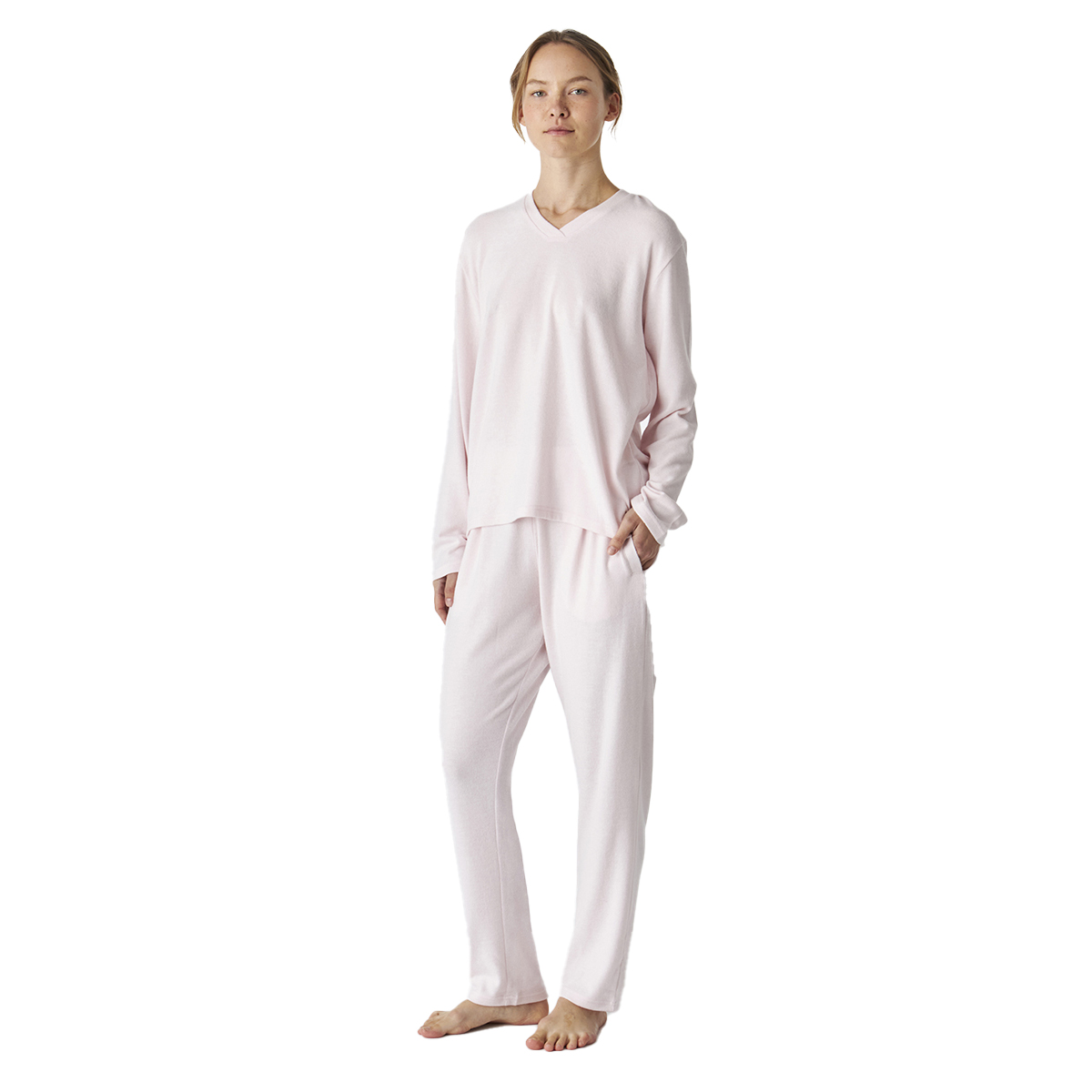 Pijama de Malha Suave Senhora Manga Comprida Rosa