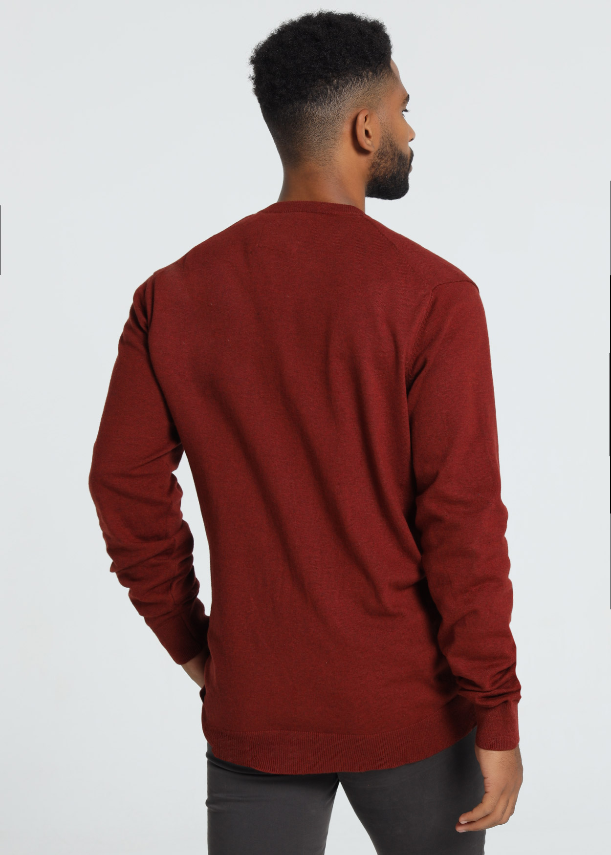 Camisola com Decote em V Vermelho