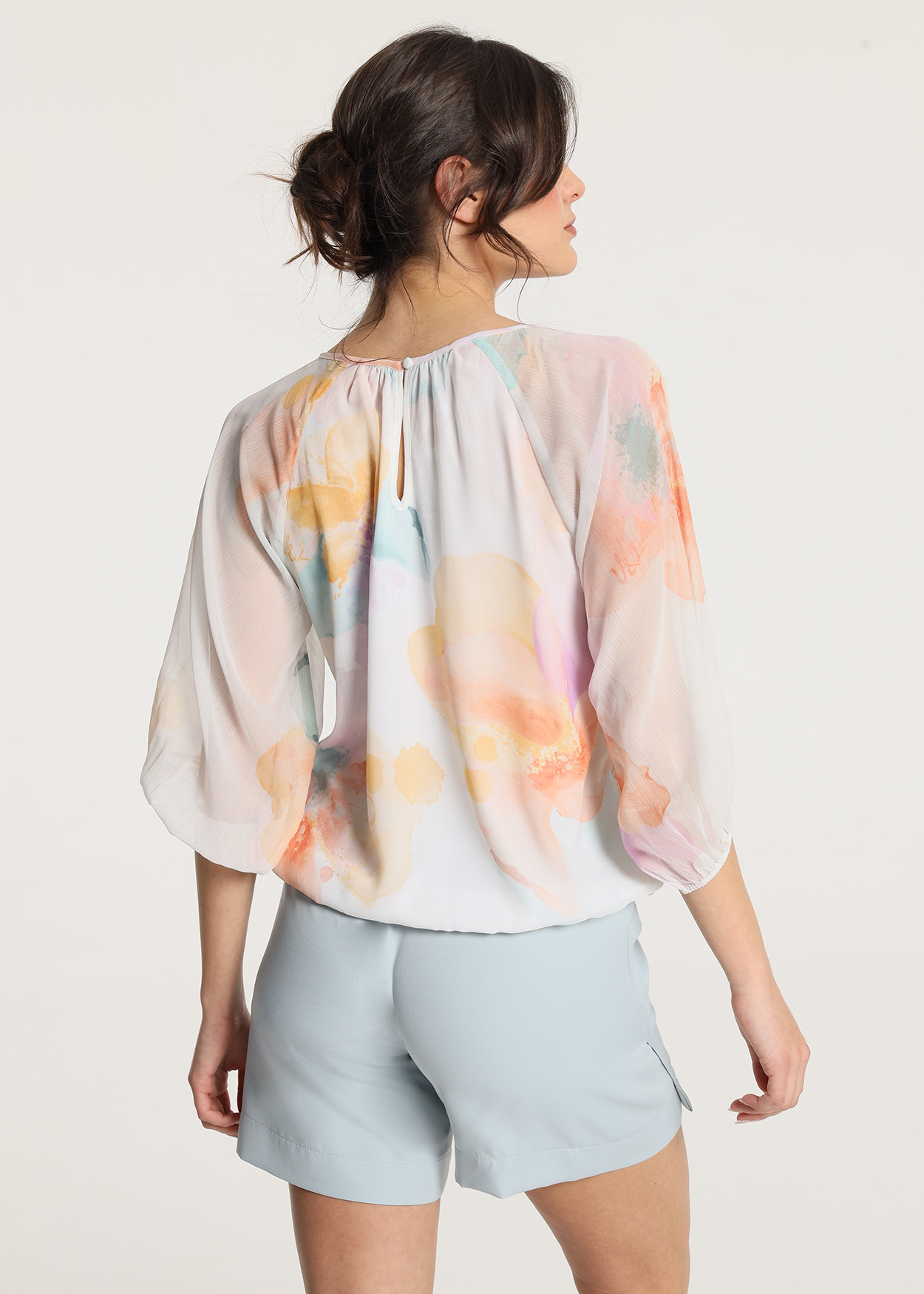Blusa com mangas bufantes Senhora Multicolorido