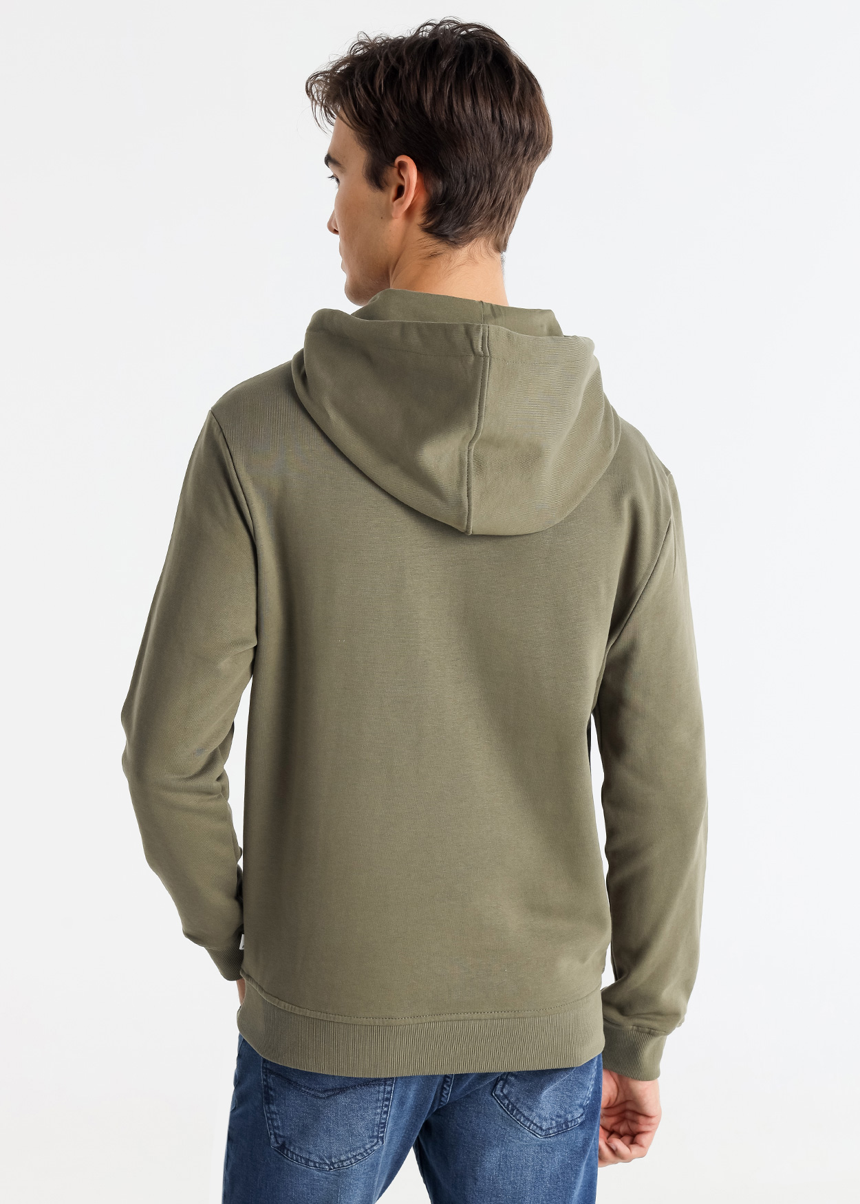 Sweatshirt com Capuz Estampado com Madeira Verde