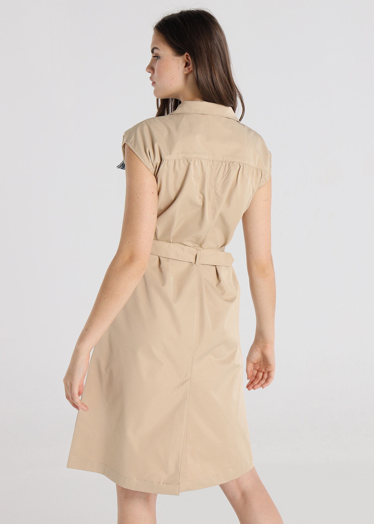 Vestido Midi corte trench Senhora Castanho