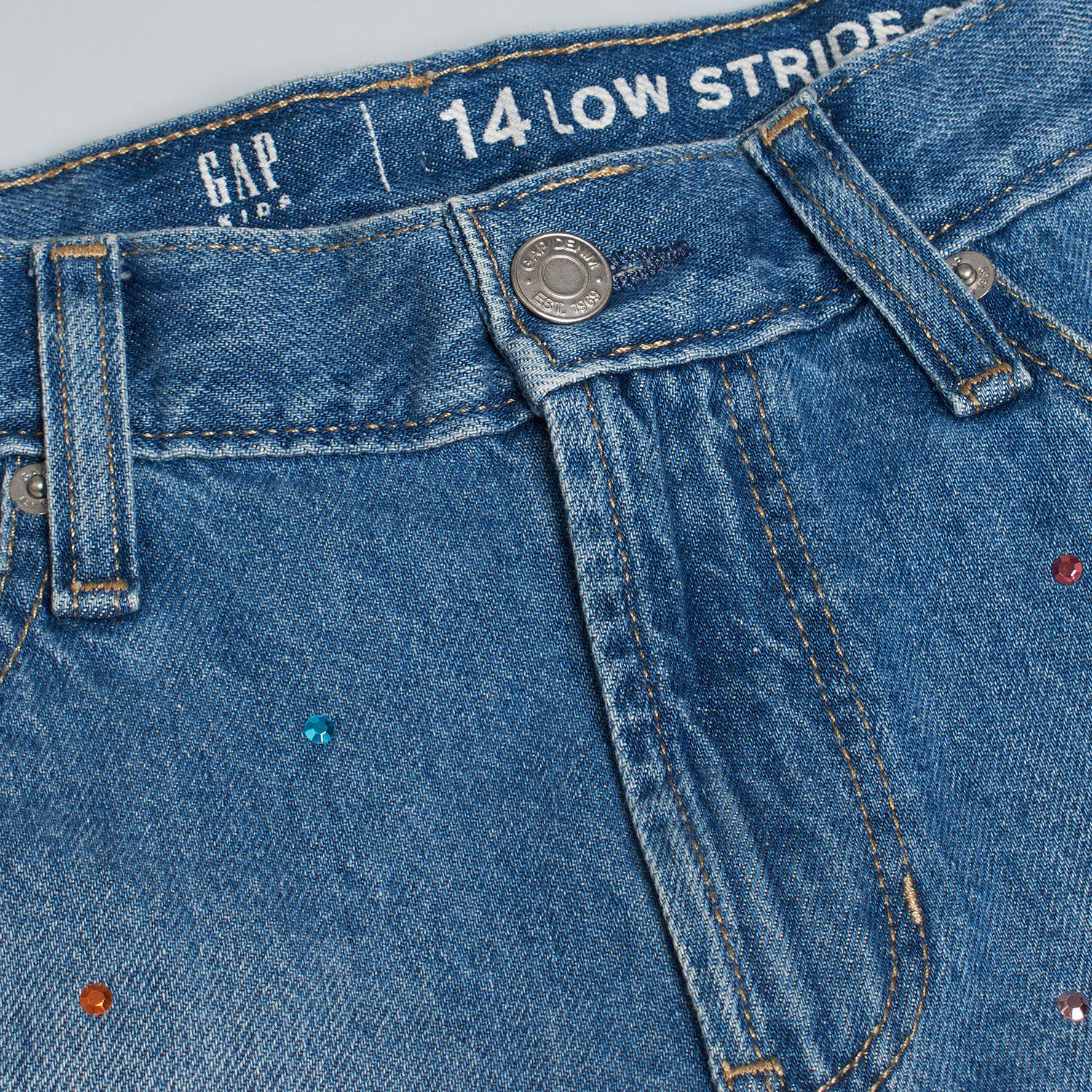 Calções de Ganga Brilhantes Menina Azul