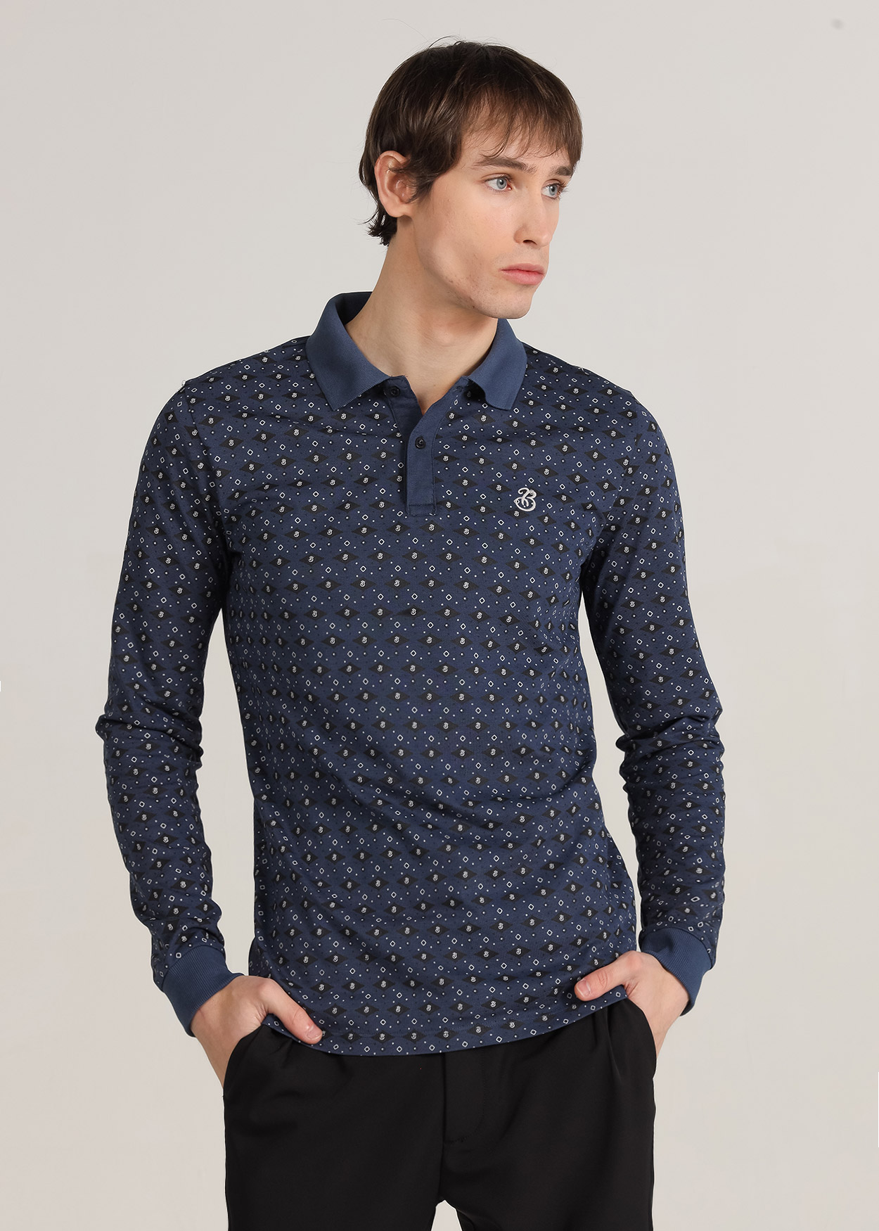 Pólo Illusion de manga comprida Azul