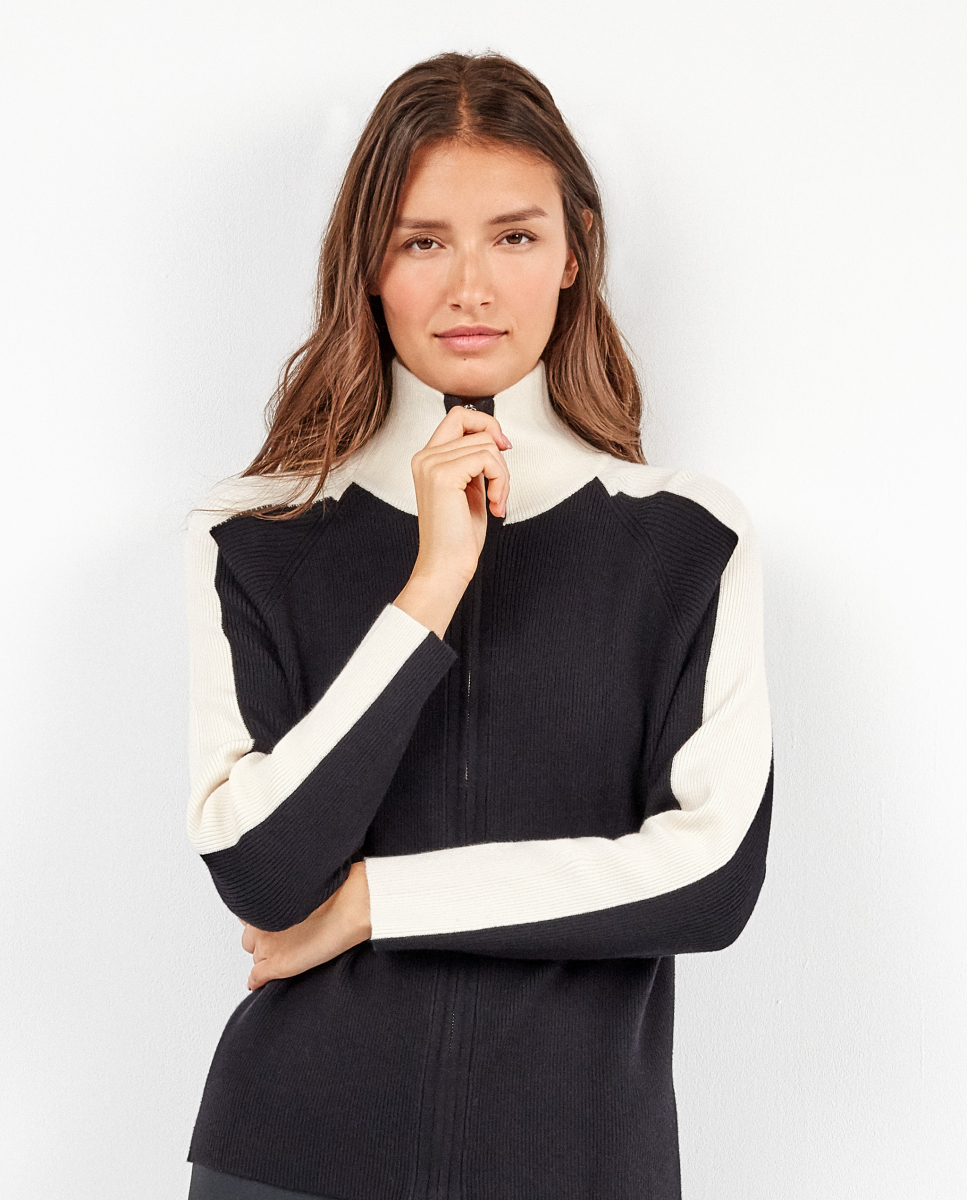 Cardigan de malha bicolor Preto