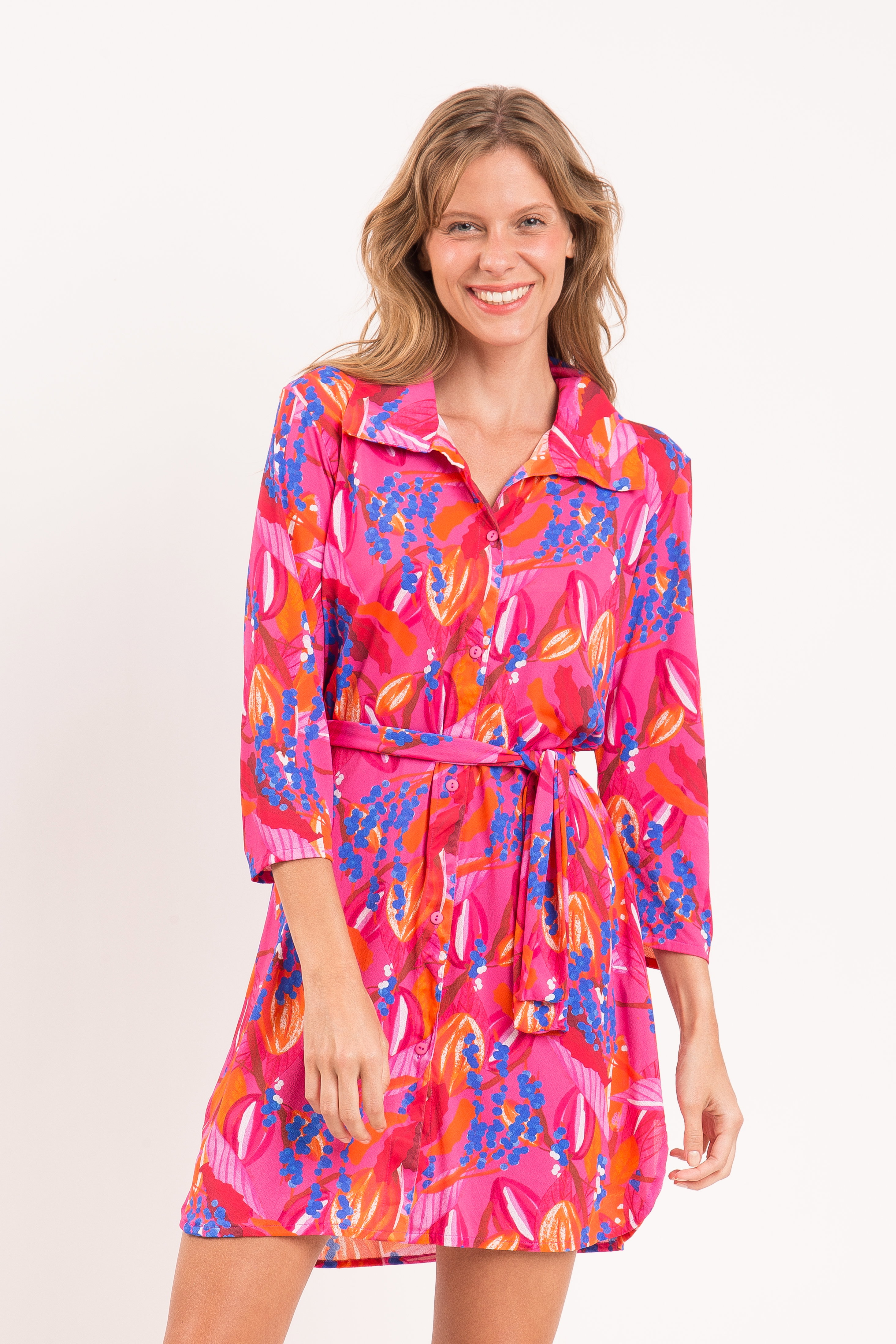 Vestido-Camisa Flavors Chemise Rosa