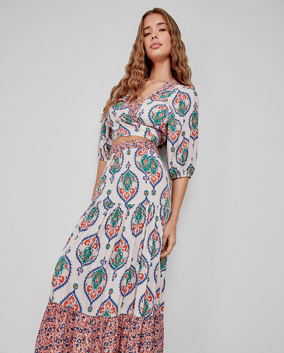 Saia Comprida Estampada MultiCor