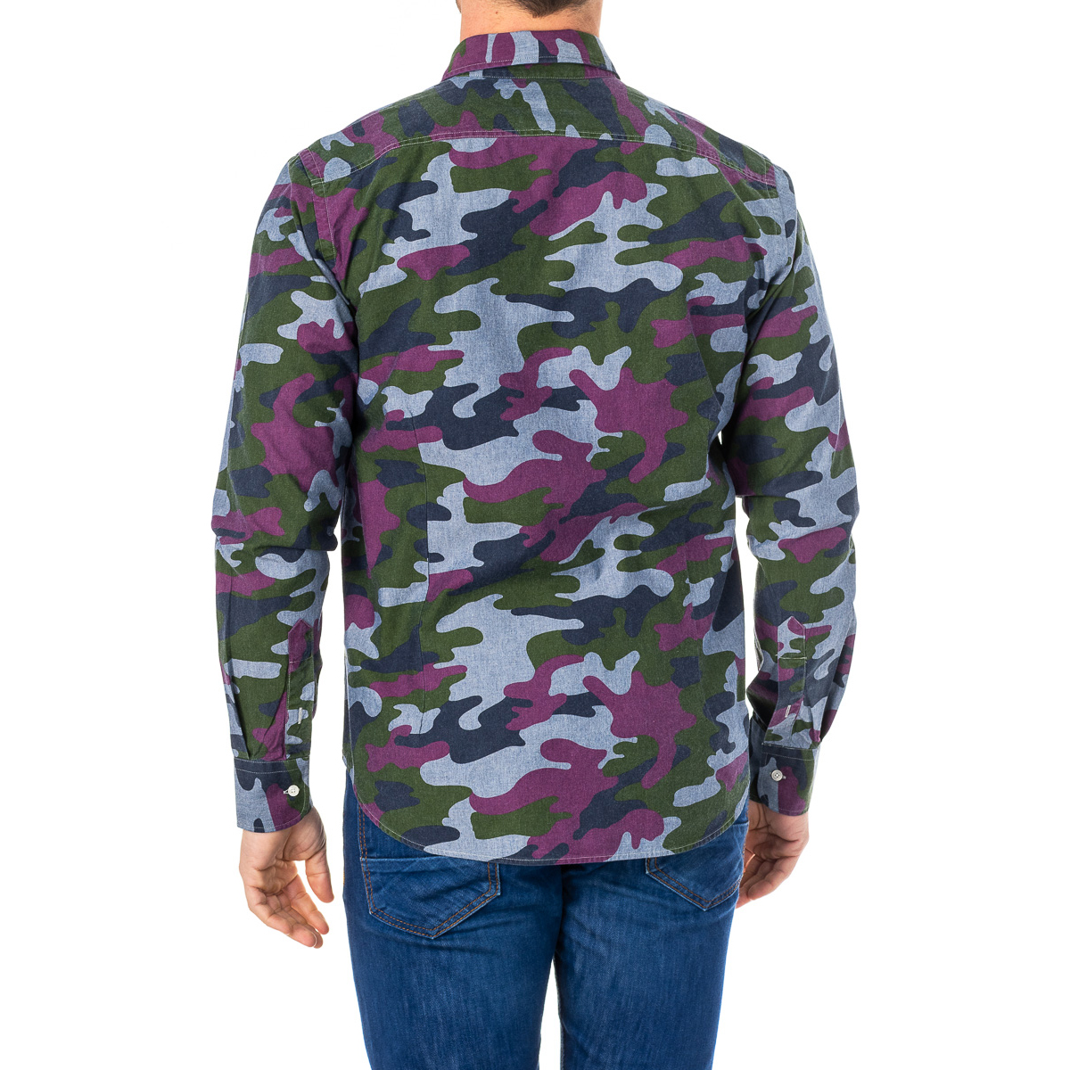Camisa Homem Padrão Camuflagem Multicor