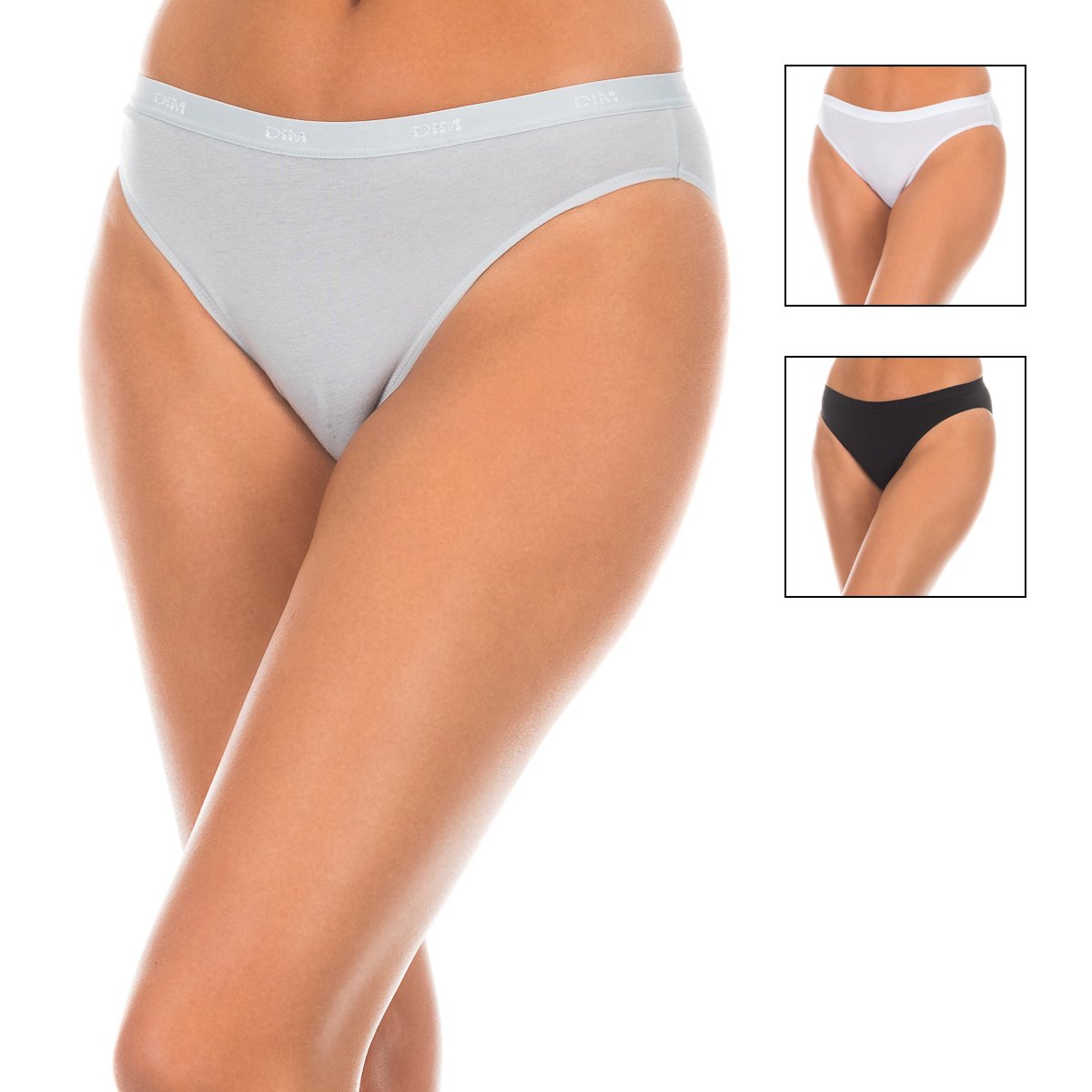 Pack 3 Cuecas Senhora Les Pockets Preto Branco e Azul Claro