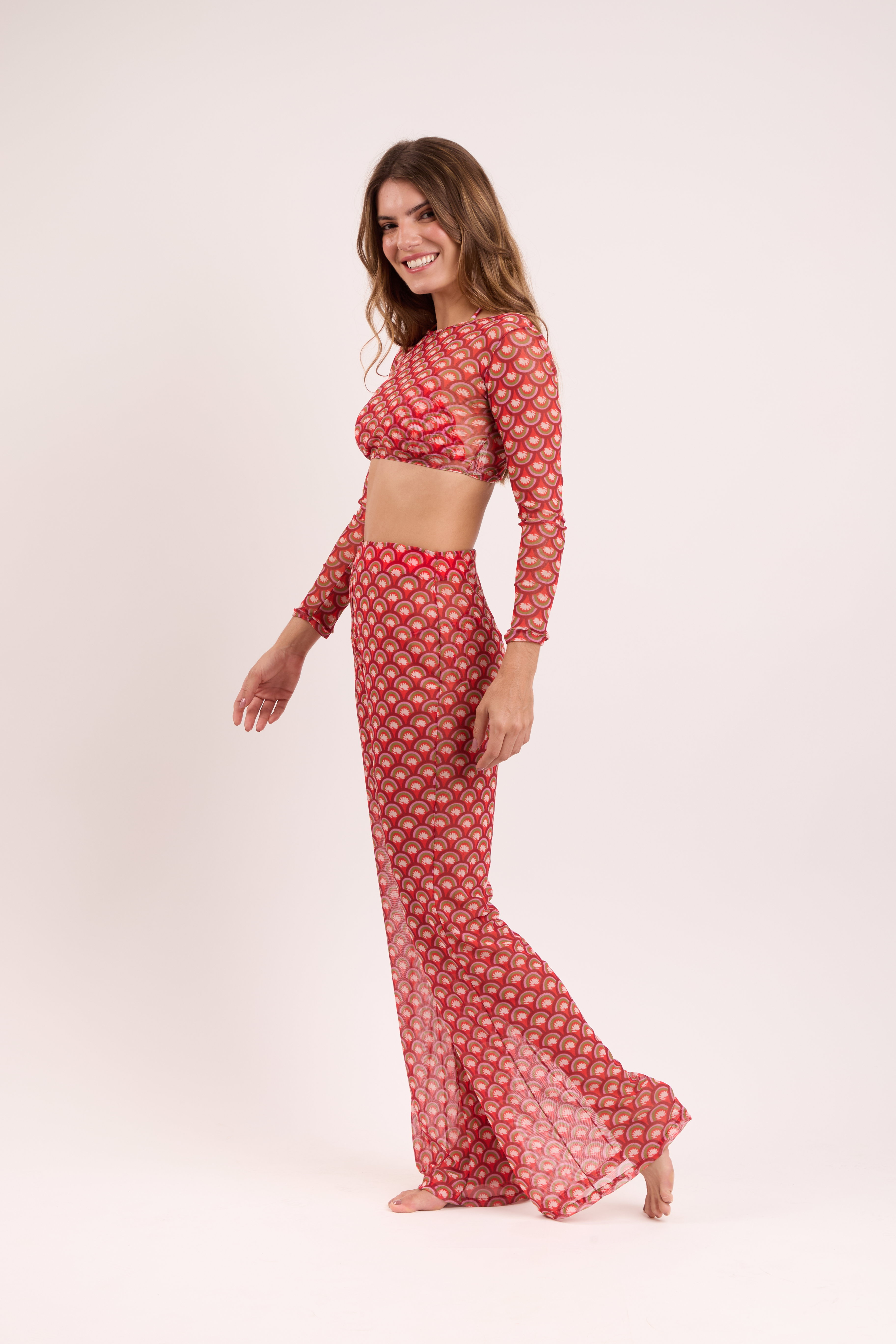 Top Harper Floral-Scales Vermelho