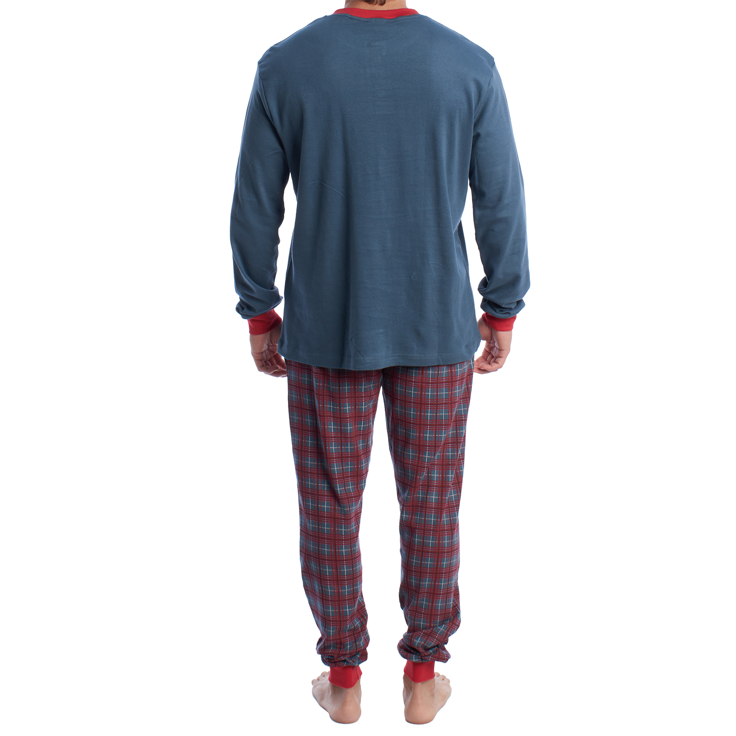 Pijama de Manga Comprida Azul-Vermelho