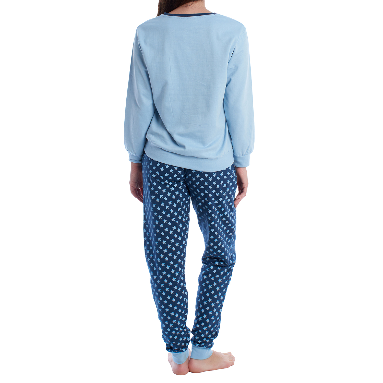 Pijama de Manga Comprida Azul Claro