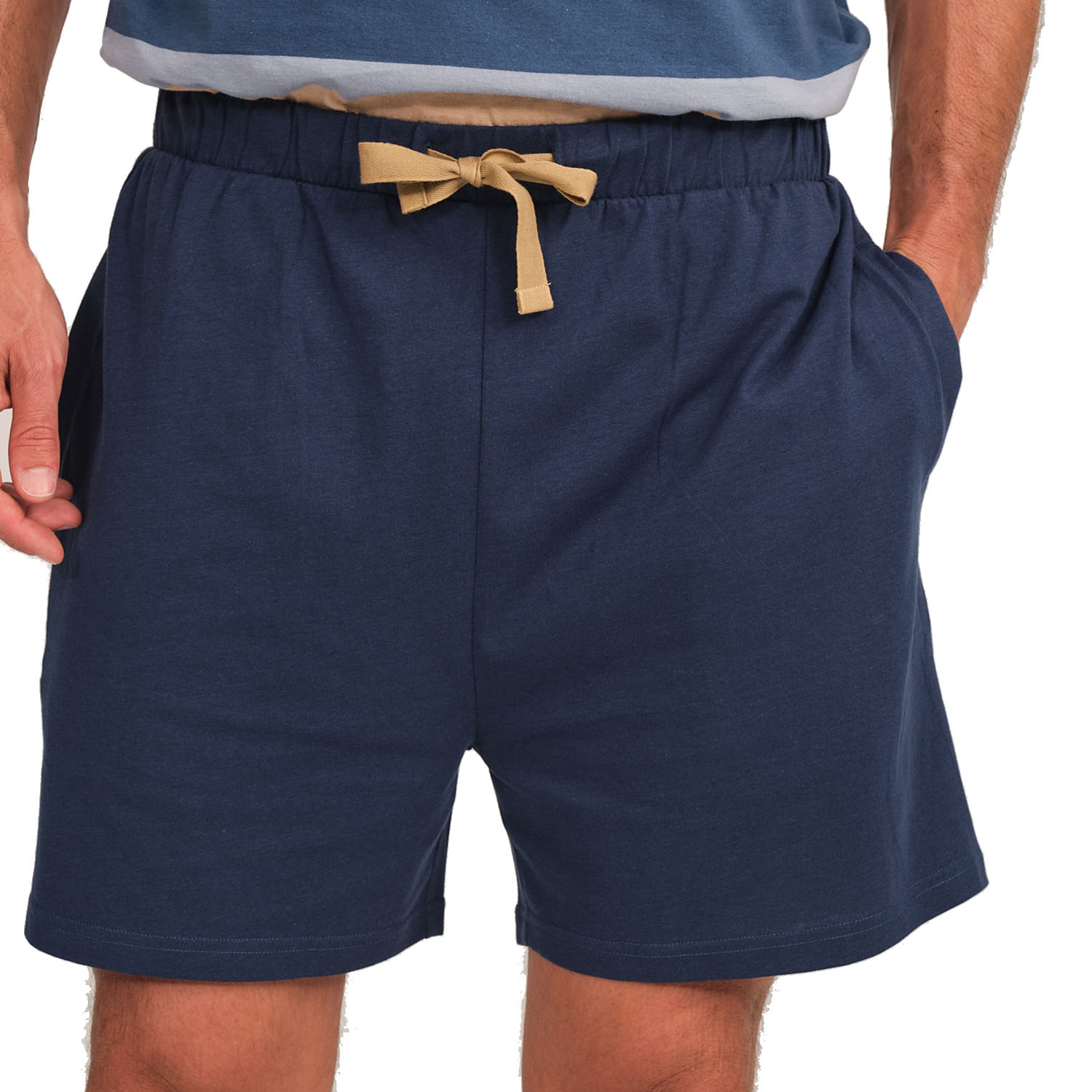 Pijama Homem Manga Curta Azul com Listras