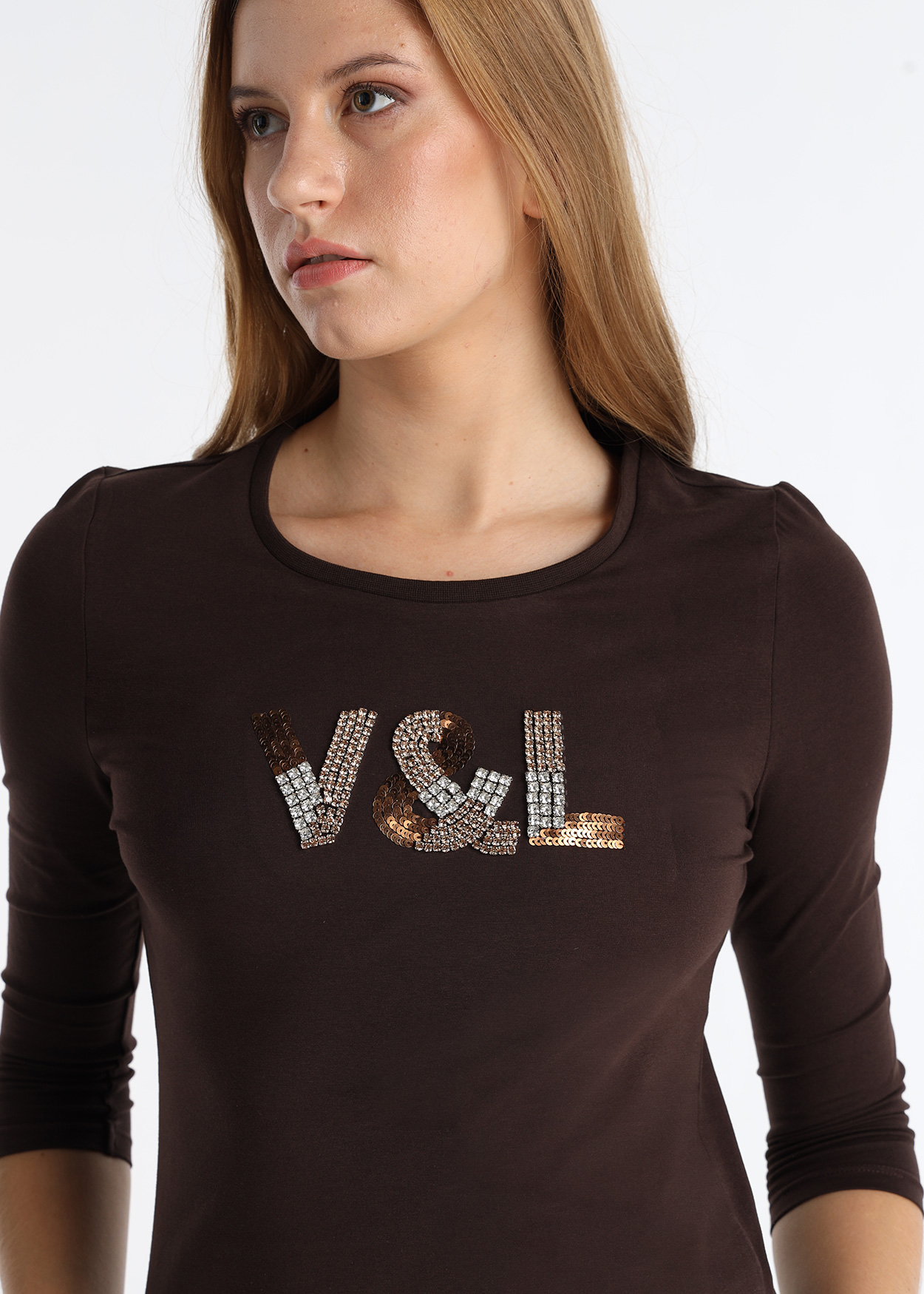 Camisola mangas 3/4 Senhora Castanho