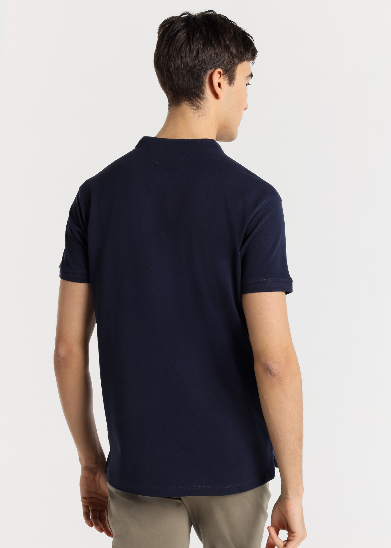 Pólo clássico de manga curta Azul