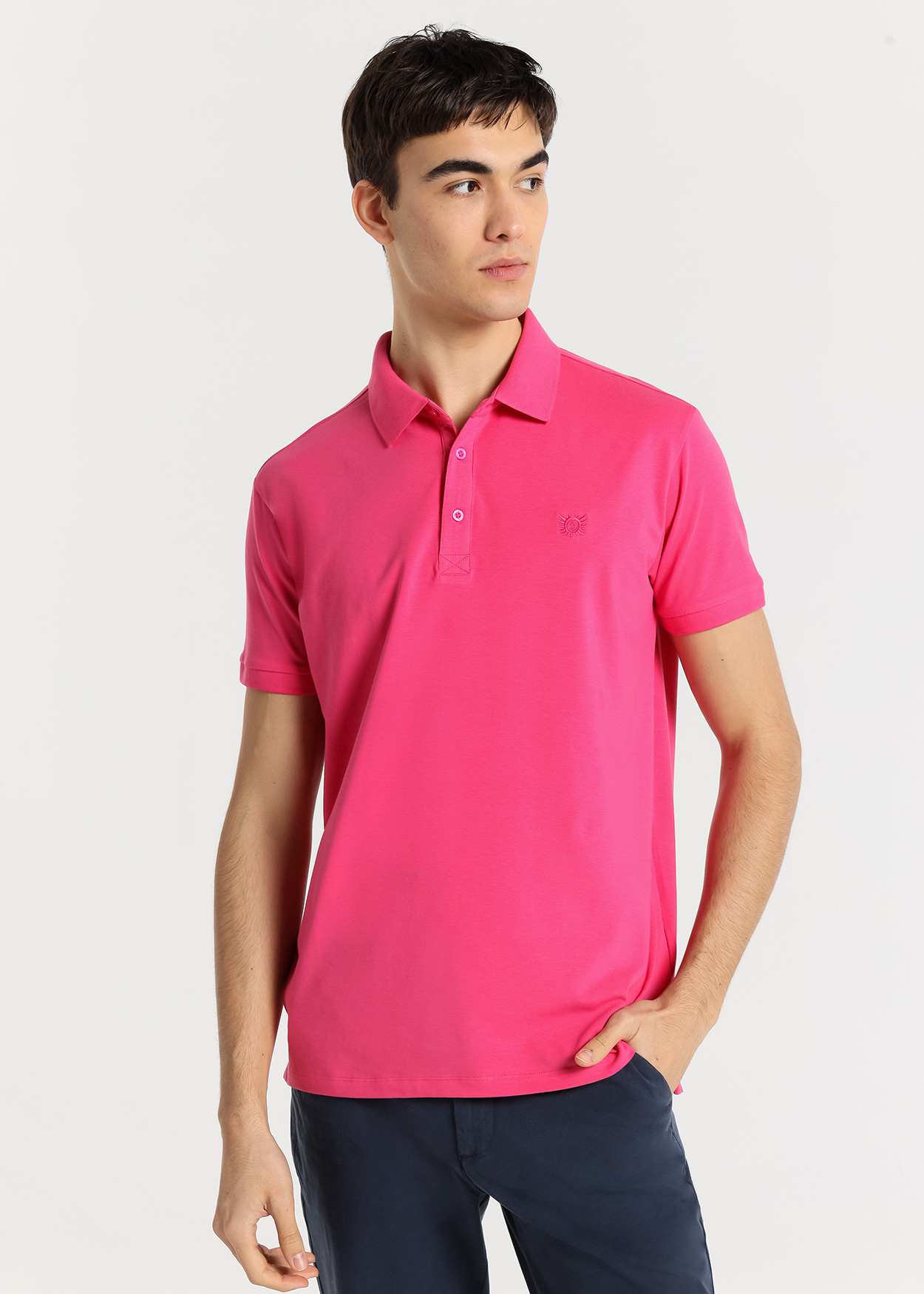 Pólo Desportivo de Manga Curta com Elástico Rosa