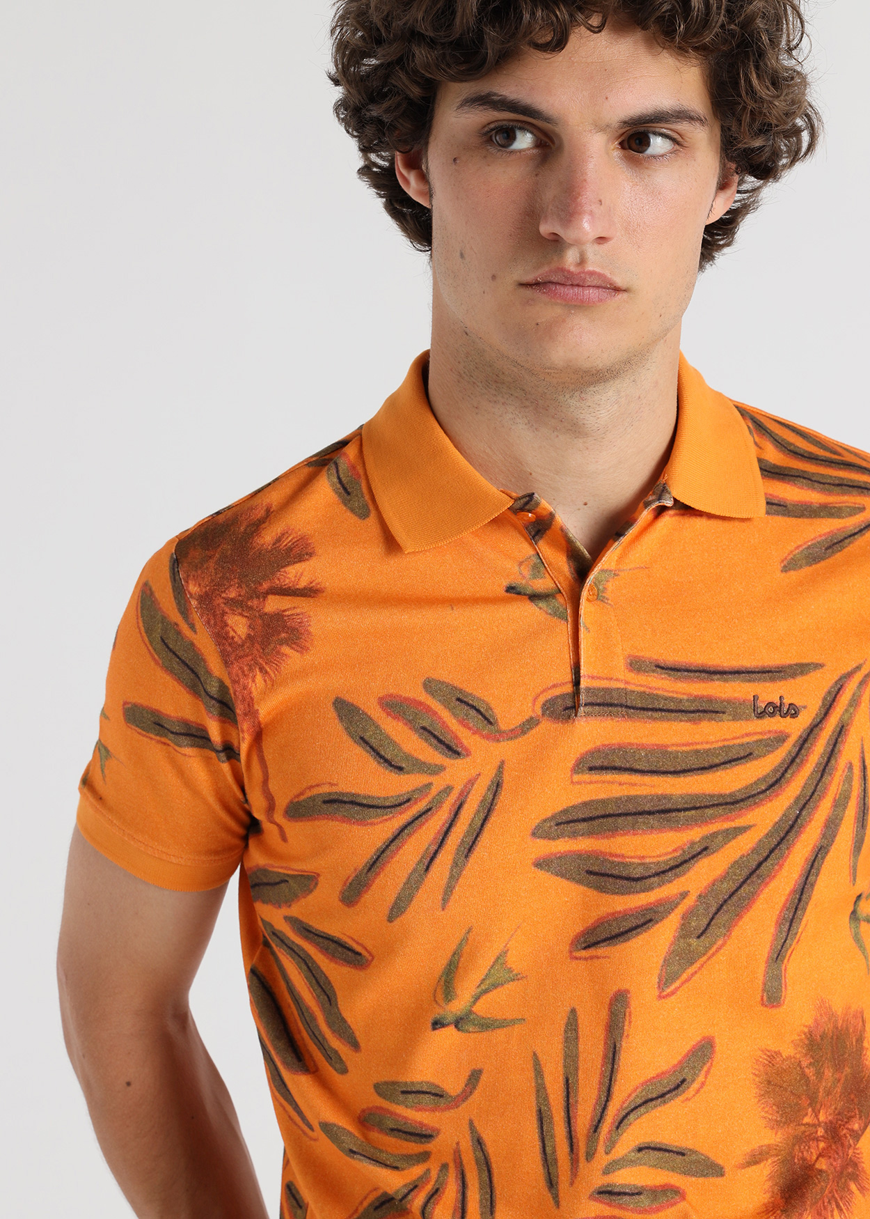 Pólo Estampado Homem Laranja