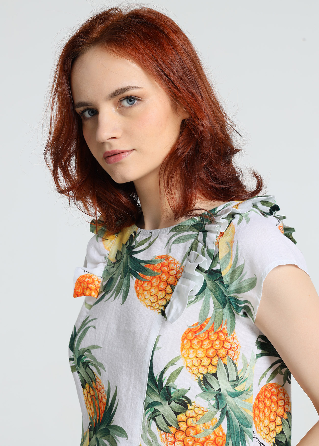 Blusa de manga curta tropical Senhora Multicolorido
