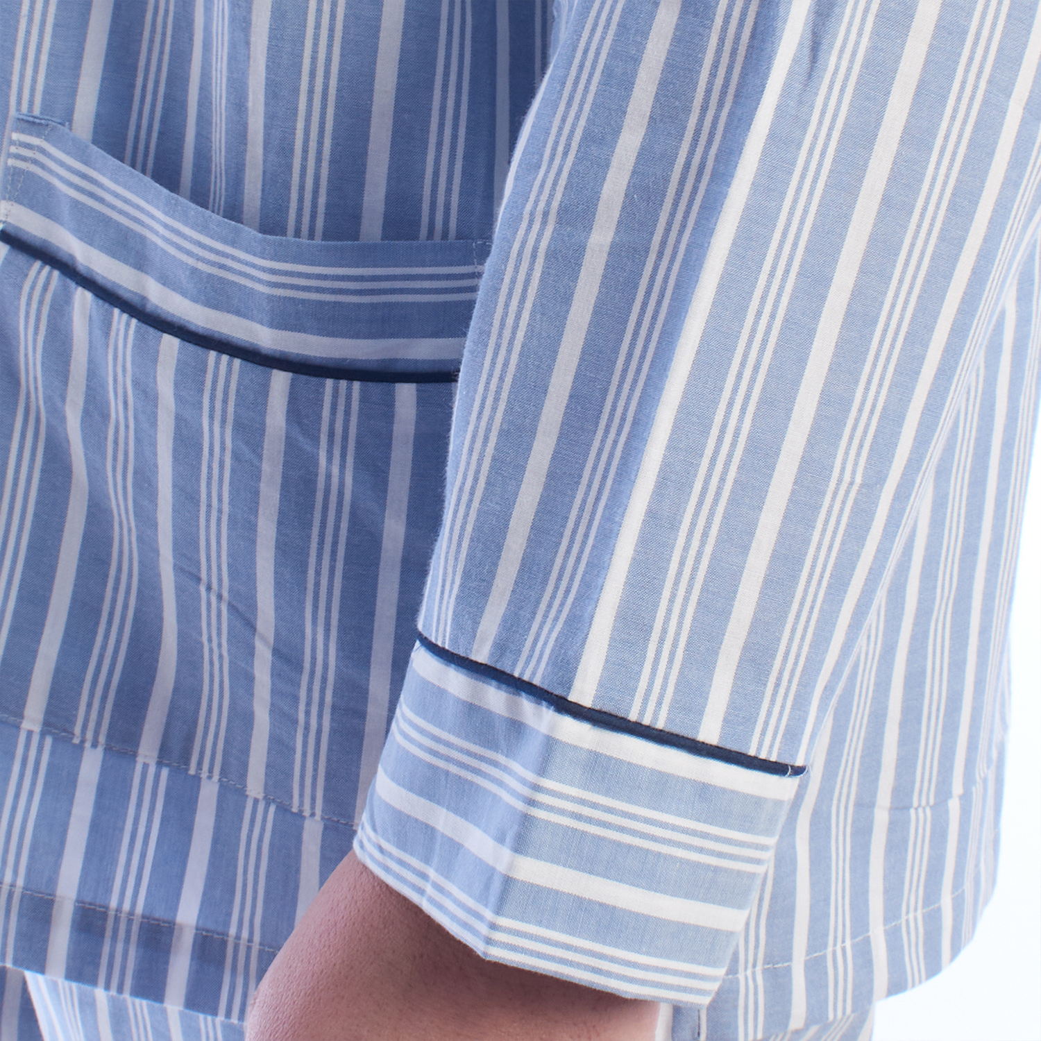 Pijama de Manga Comprida Riscas Azuis