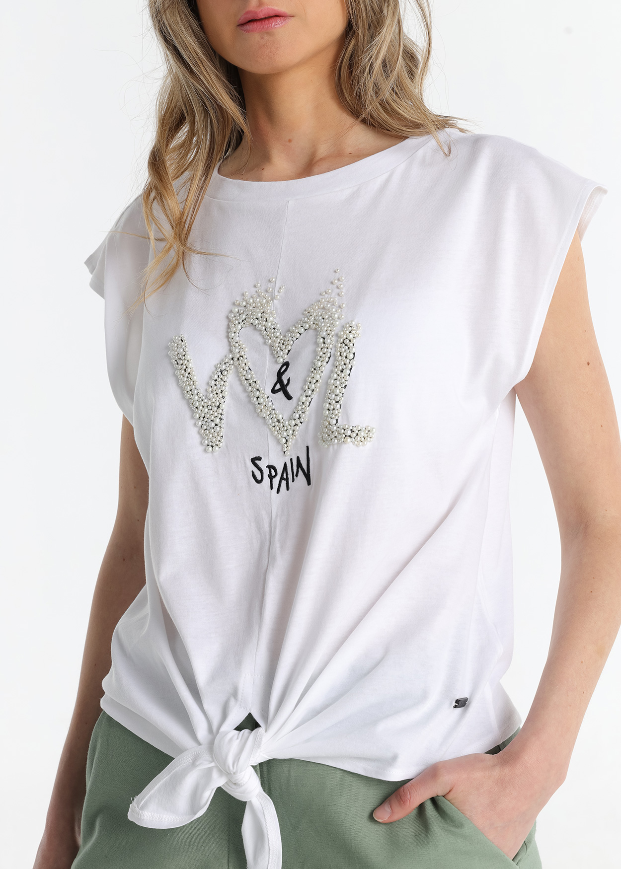 T-Shirt com nó Senhora Branco