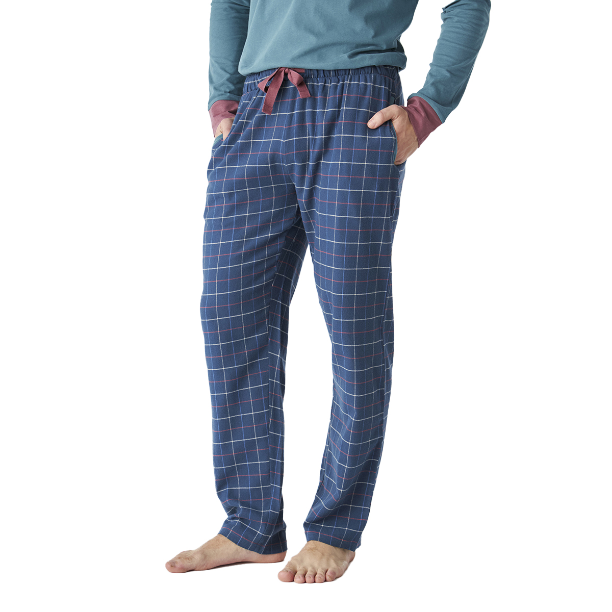 Pijama de Algodão Homem Manga Comprida Verde e Azul