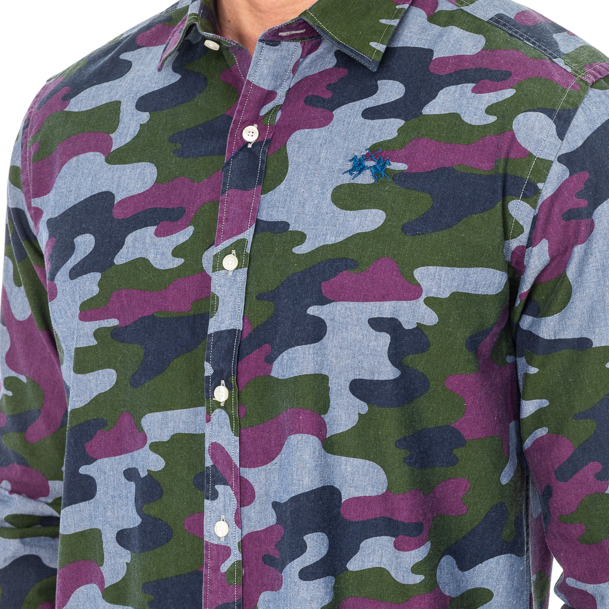 Camisa Homem Padrão Camuflagem Multicor