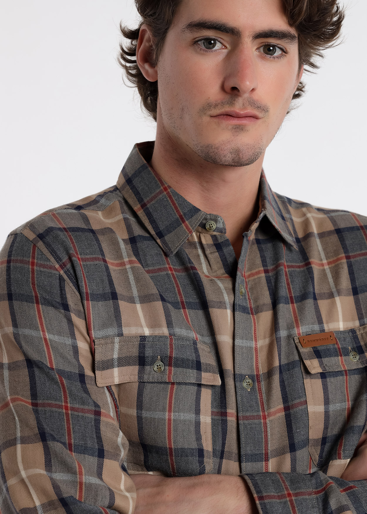 Camisa xadrez de manga comprida Multicor